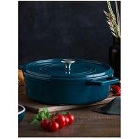 Barbary & Oak Nattura 28Cm Shallow Cast Iron Casserole Pot With Lid, Agave