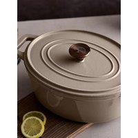 Barbary & Oak Nattura 29Cm Oval Cast Iron Casserole Pot With Lid, Cashmere