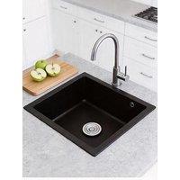 Living And Home Black Single Bowl Kitchen Sink With Strainer Waste Kit