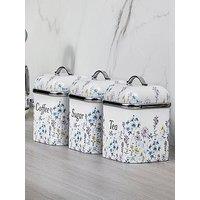 Laura Ashley Set Of 3 Storage Canisters With Removable Lids, Wild Meadow