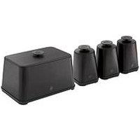 Swan Stealth 4 Piece Bread Bin And Storage Canister Set, Matte Black