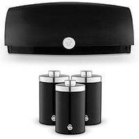 Swan Townhouse 4 Piece Bread Bin And Canister Set Black