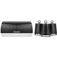 Tower Solitaire 4 Piece Bread Bin And Canister Set, Black