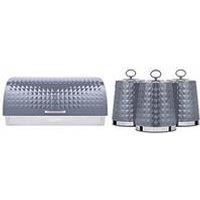 Tower Solitaire 4 Piece Bread Bin And Canister Set, Grey