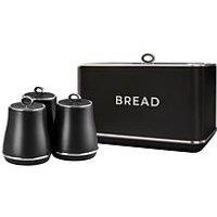 Tower Renaissance 4 Piece Bread Bin And Canister Set, Black