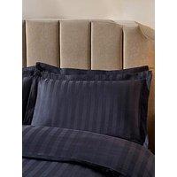 Dusk Pair Of Hotel Satin Stripe 200 Thread Count Oxford Pillowcases - Navy