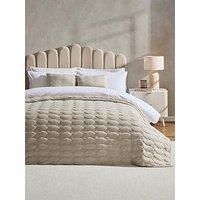 Dusk Charlotte Geometric Embroidered Bedspread 2.5M X 2.6M - Natural
