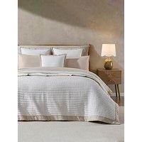 Dusk Portobello Embroidered Linen Edge Bedspread - White/Natural