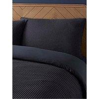 Dusk Portofino Waffle 100% Cotton Pair Of Pillowcases 200 Thread Count - Midnight Navy