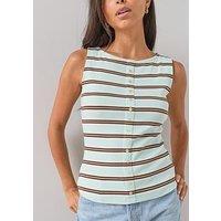 The Very Collection Stripe Button Thru Ribbed Tank Top