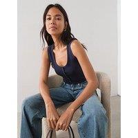 The Very Collection Scoop Henley Vest - Navy