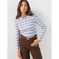 Vero Moda Vmkatie Long Sleeve Striped Top - Blue