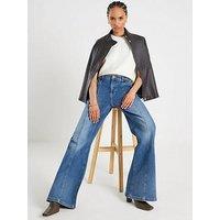 River Island Silas High Rise Wide Leg Snaffle Detail Jeans- Blue