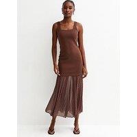 New Look Brown 2-In-1 Polka Dot Midi Dress