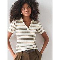 The Very Collection Stripe Ribbed Polo Top