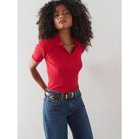 The Very Collection Women'S Textured Short Sleeve Polo Tee - Red