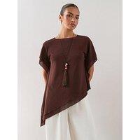 The Very Collection Asymmetric Draped Top - Brown