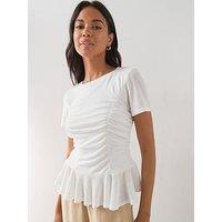 The Very Collection Ruched Side Peplum Top - White