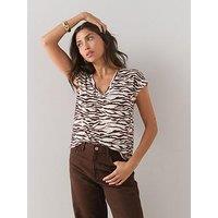 The Very Collection Tiger Print V-Neck Viscose T-Shirt