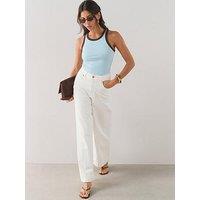The Very Collection Racer Rib Vest Contrast - Blue