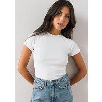 The Very Collection Raglan Sleeve Ribbed Tee - White