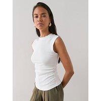 The Very Collection Ruched Side Ribbed Vest - White