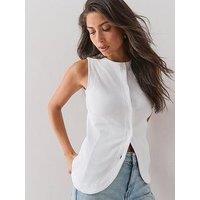 The Very Collection Rib Waistcoat Top - White