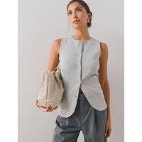 The Very Collection Rib Waistcoat Top - Marl Grey