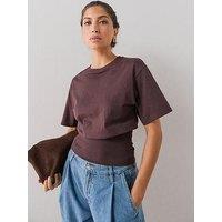 The Very Collection Rib Waistband Top - Brown