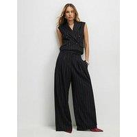 River Island Pinstripe Wide Leg Trouser - Black