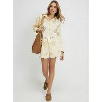 River Island Lace Cutwork Short - Yellow