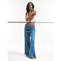 River Island High Waisted Soft Wide Leg Jeans - Blue