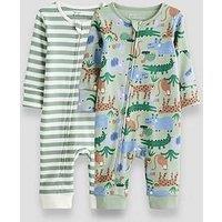 The Very Collection Baby Boy 2 Pack Jungle Print Sleepsuit - Blue