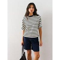 The Very Collection Heavyweight Stripe Batwing Top - Mono Stripe