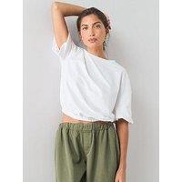 The Very Collection Bubble Hem Short Sleeve Tee - White