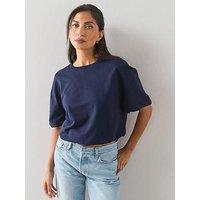 The Very Collection Bubble Hem Short Sleeve Tee - Navy