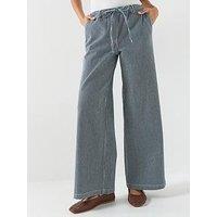 Jdy Jdynikita Wide Leg Striped Trousers - Blue