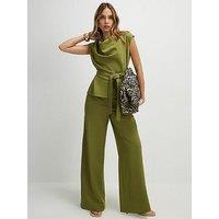 River Island Soft Tailored Co-Ord Wide Leg Trouser - Green