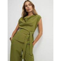 River Island Short Sleeve Tie Waist Co-Ord Tailored Top - Green