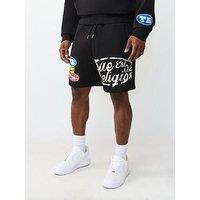 True Religion Logo Patch Sweat Shorts - Black