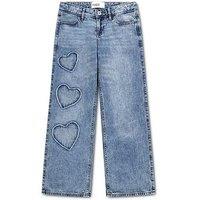Abercrombie & Fitch Girls Low Rise Hearts Baggy Jean - Blue