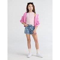 Abercrombie & Fitch Girls High Rise Relaxed Floral Denim Shorts - Blue