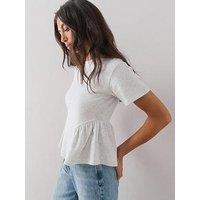 The Very Collection Peplum Cotton T-Shirt - Grey Marl