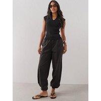 The Very Collection Cotton Baggy Fit Cuffed Trousers - Black