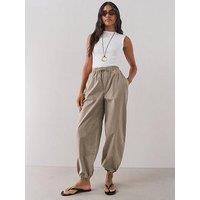The Very Collection Cotton Baggy Fit Cuffed Trousers - Taupe