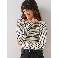 The Very Collection Slash Neck Snit Stripe Top
