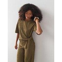 The Very Collection Texture Tie Side Short Sleeve Tee - Taupe