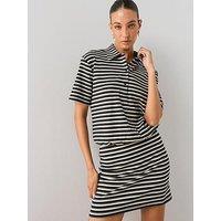 The Very Collection Short Sleeve Striped Polo Co-Ord - Black/Grey