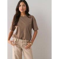 The Very Collection Crew Neck Oversized T-Shirt - Taupe