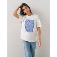 The Very Collection Oversized Floral Graphic T-Shirt - White/Blue